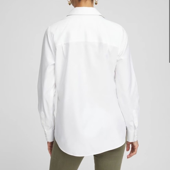 M Chico's No Iron™ Placed Floral Shirt with Black and Gold Floral Design 2/M - Picture 8 of 11